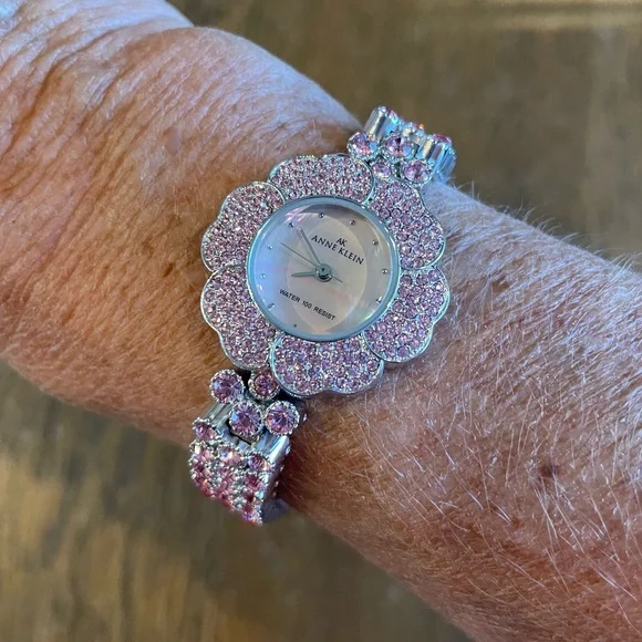 Anne Klein Rhinestone Pink Silver Watch - Picture 1 of 10